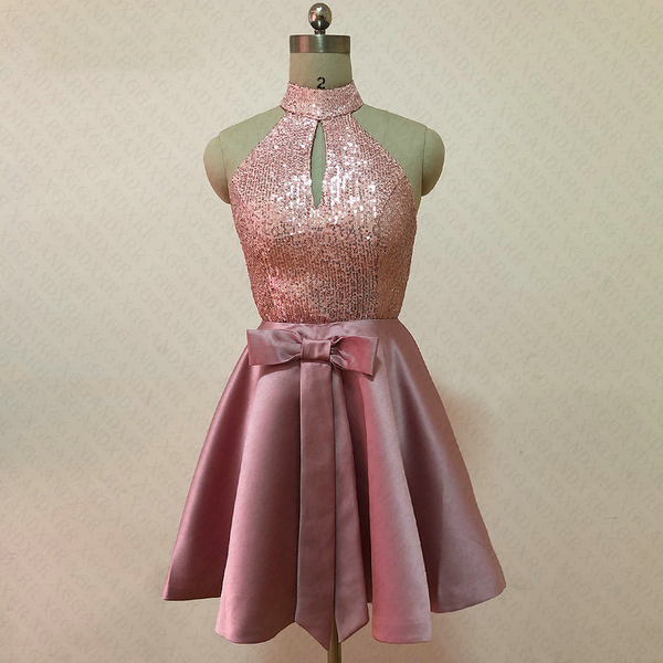 Rose gold outlet short prom dress