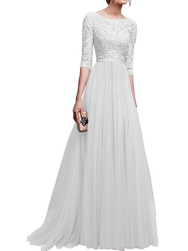 Victoria high waist chiffon and lace dress