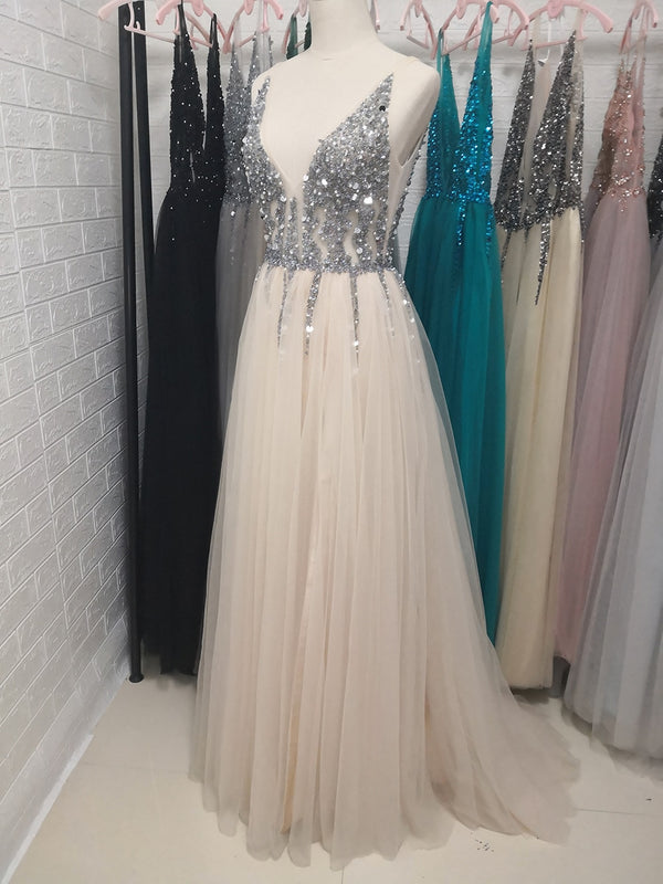 Mia high split tulle gown