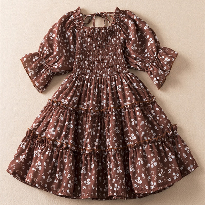 French style long sleeve dress for girls