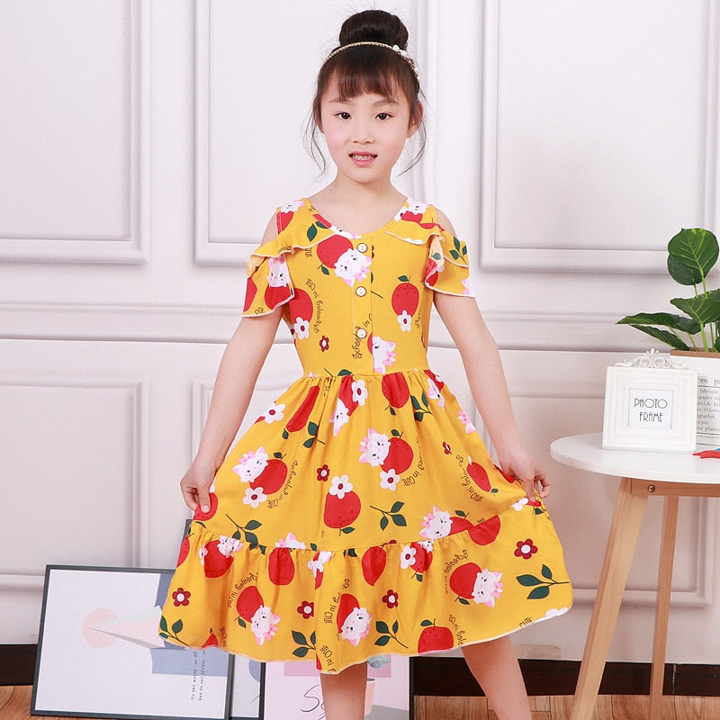 Girls Floral Design Summer Dress