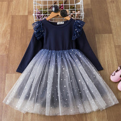 French style long sleeve dress for girls