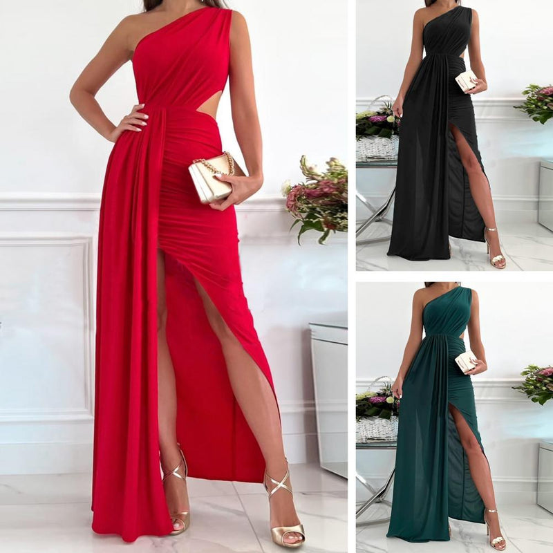 Charlotte high split pleated gown