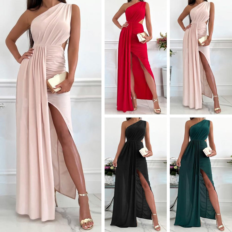 Charlotte high split pleated gown