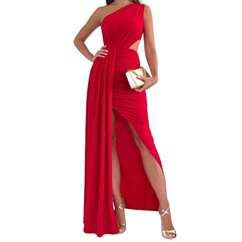 Charlotte high split pleated gown