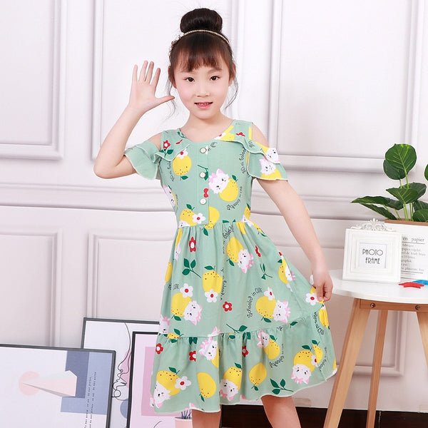 Girls Floral Design Summer Dress