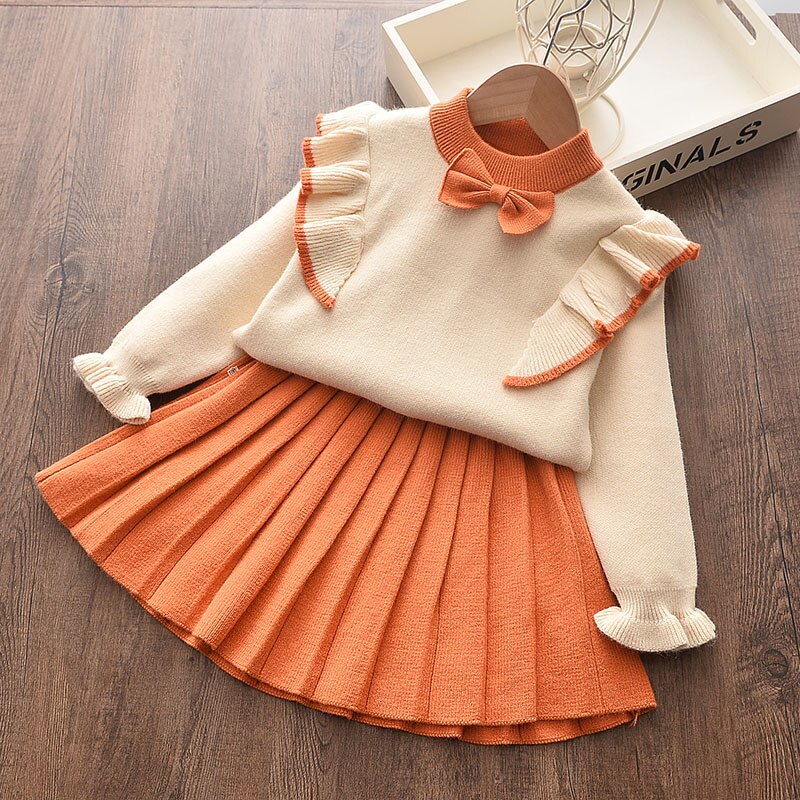 Brooklyn knit sweater and pleated skirt