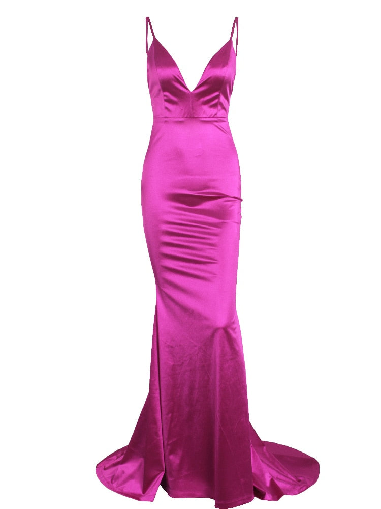 Ava satin floor length gown