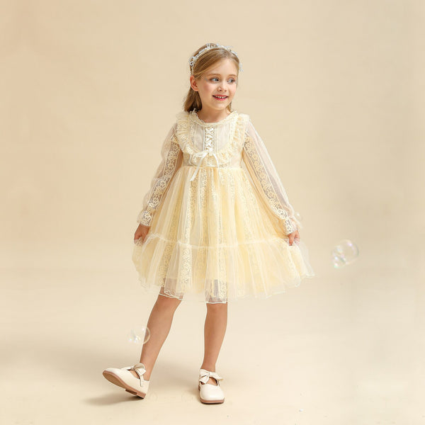 French style long sleeve dress for girls