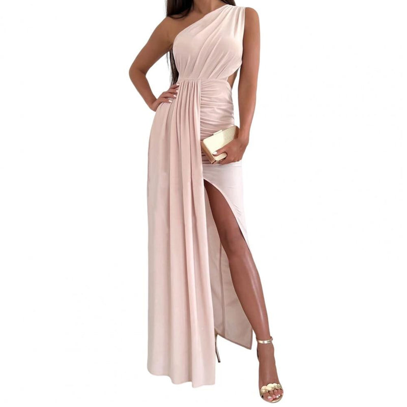 Charlotte high split pleated gown