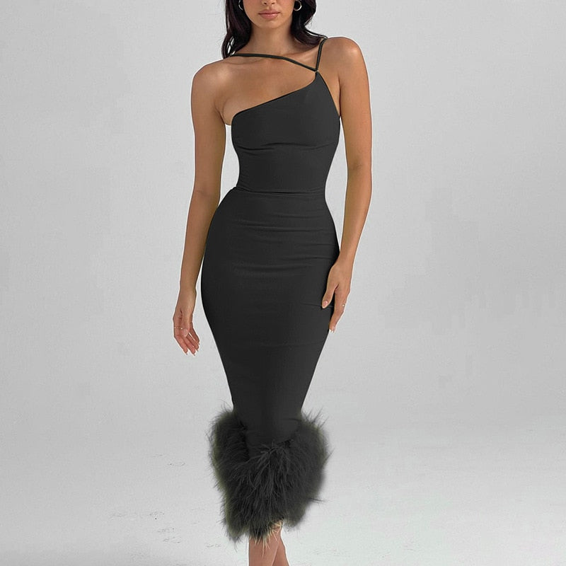 Abigail bodycon feather dress